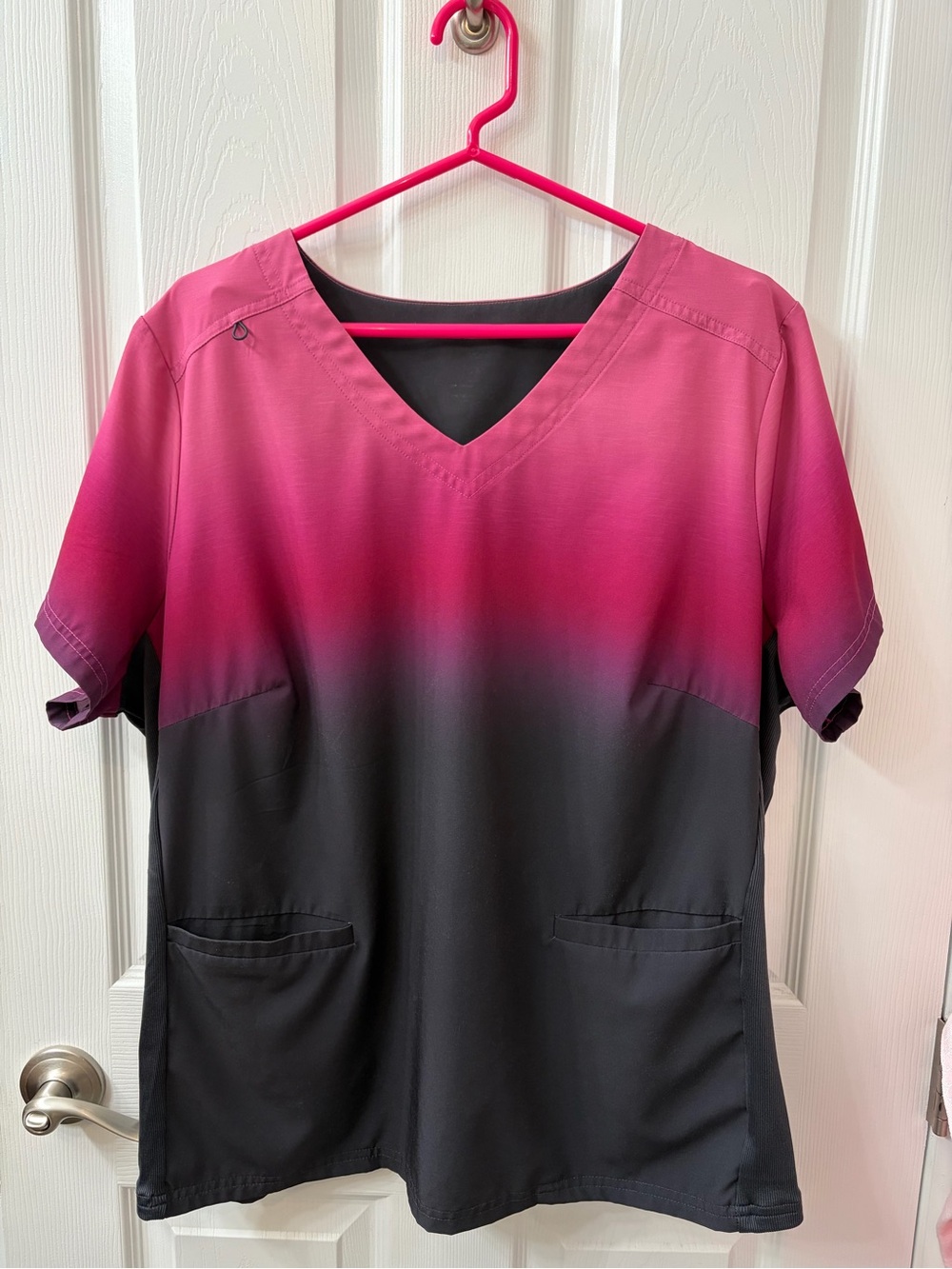 Women's Ombre V-Neck Scrub Top - Pink to Black